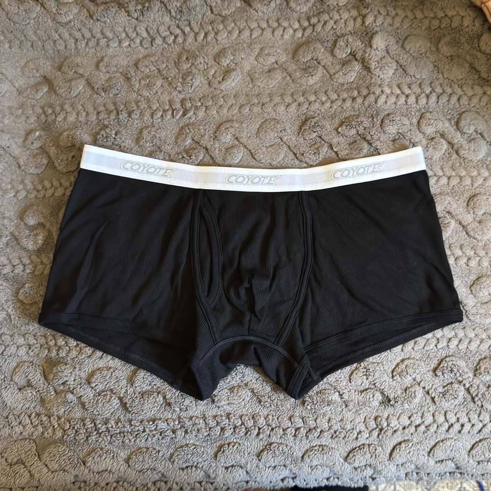 Coyote. Men's Cotton Rib Trunk. Size: Medium. Color: Black. LIKE NEW.